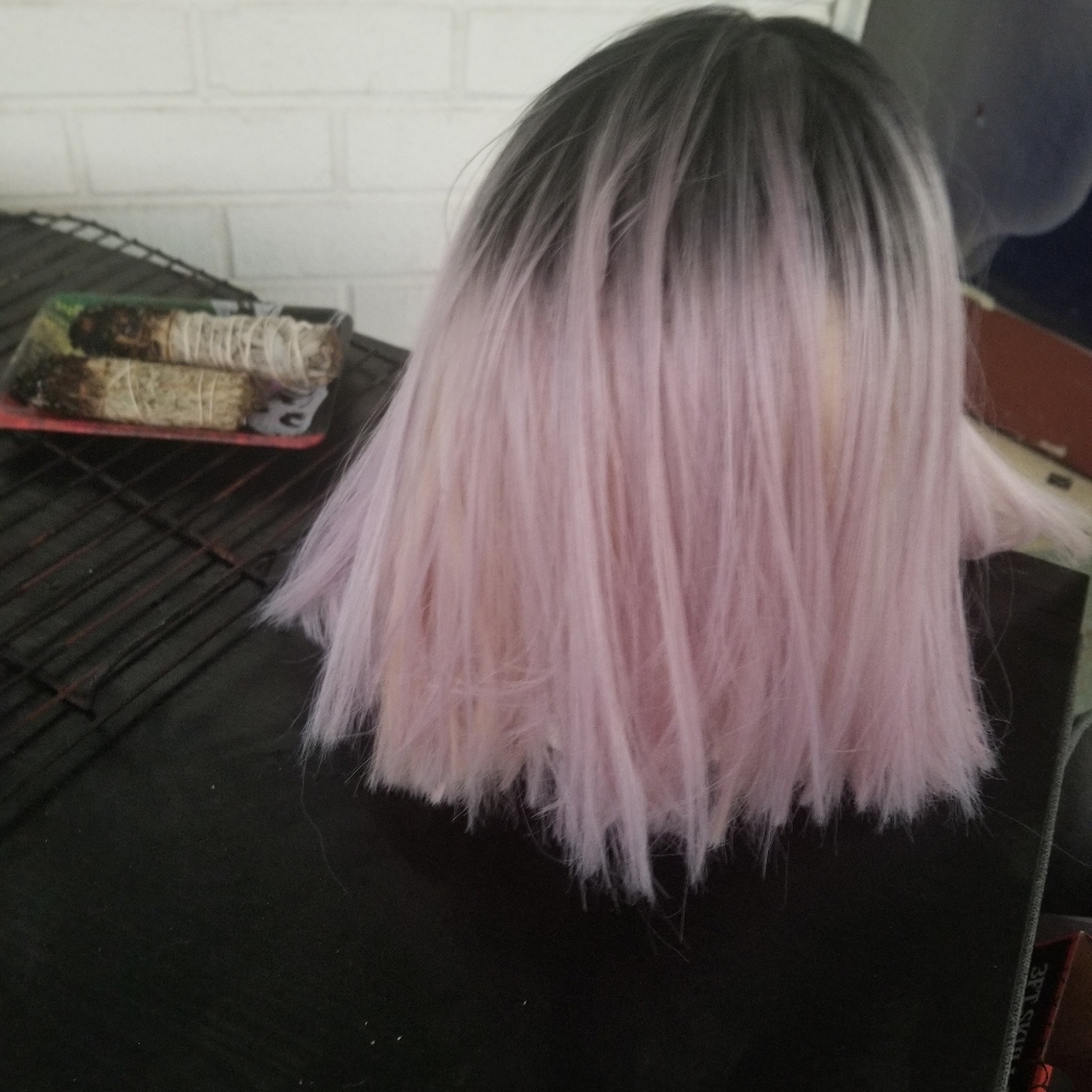 Lite purple human hair wig